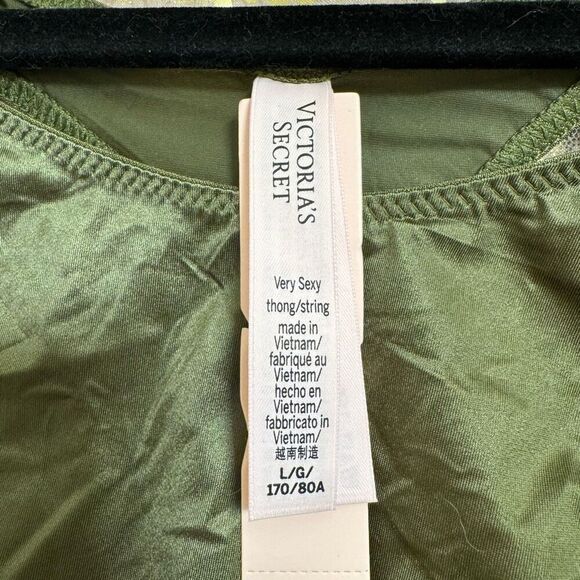 Victorias Secret Woodland Green Very Sexy Rhinestone Strap Thong L NWT - Picture 4 of 7